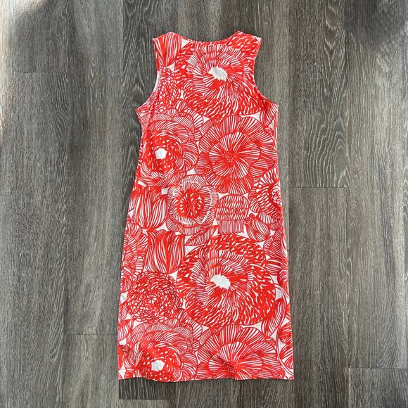 EUC Marimekko Red Floral Print Sleeveless Cotton Dress Small Valve 100% Cotton - Picture 13 of 13